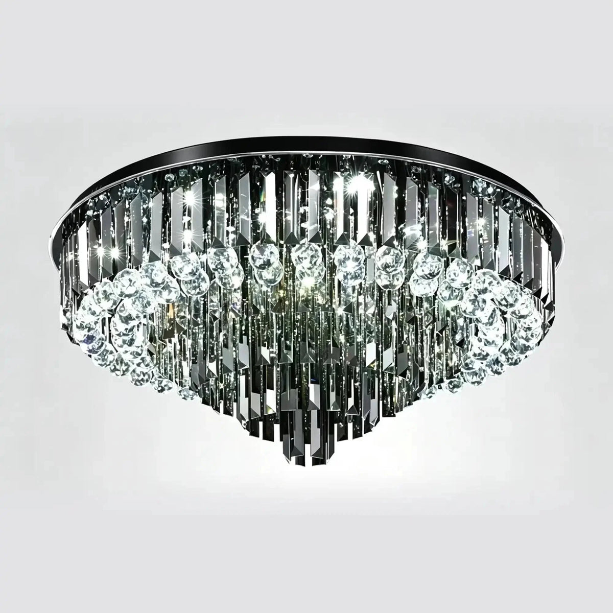 Light Luxury Smoke Gray Round Crystal Flush Mount - Brig Lighting