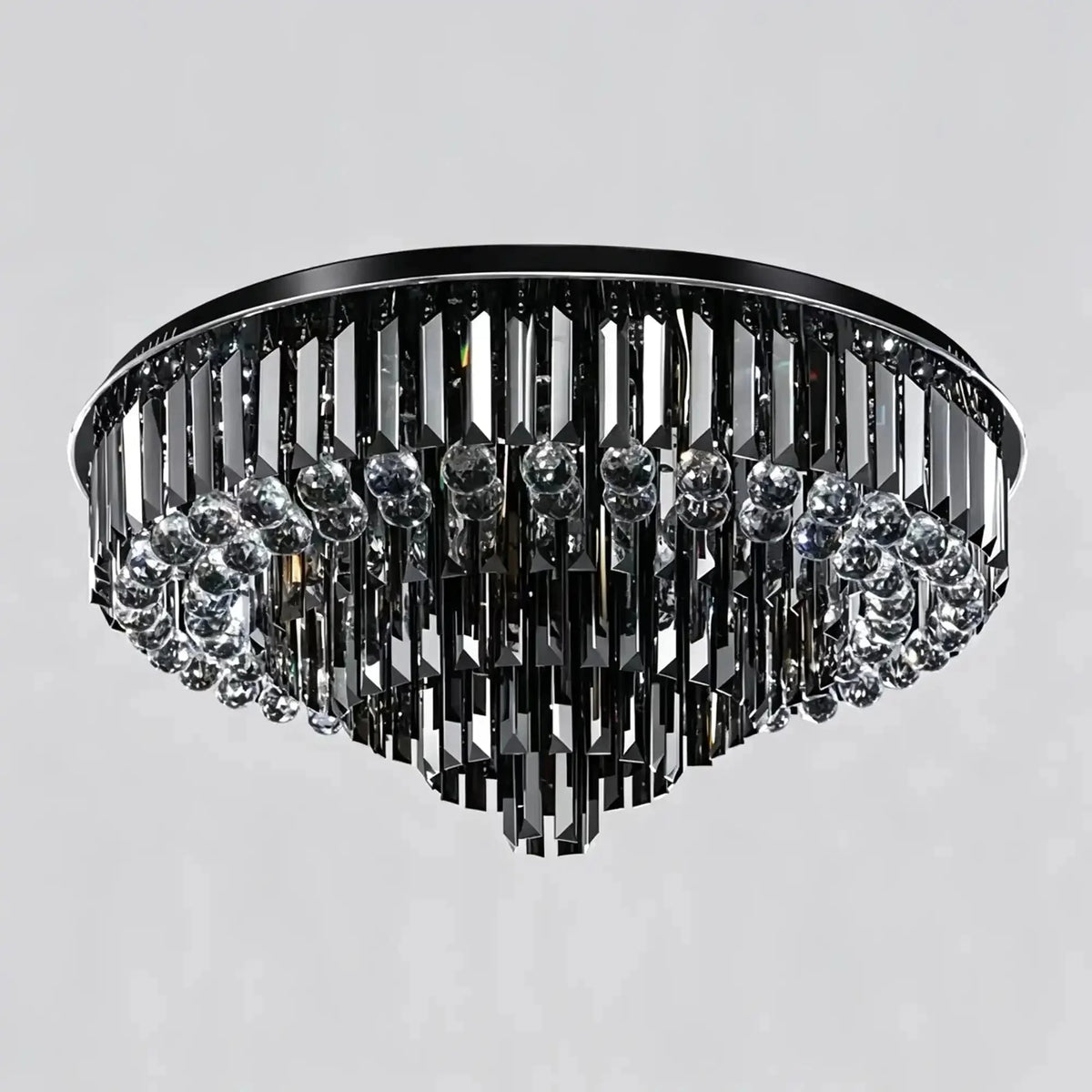 Light Luxury Smoke Gray Round Crystal Flush Mount - Brig Lighting