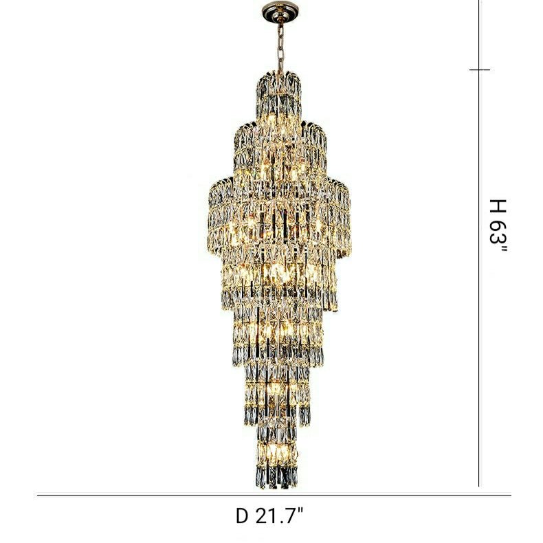 Long Crystal Staircase Chandelier Large Foyer Living Room Entryway Ceiling Light Fixture - briglamps