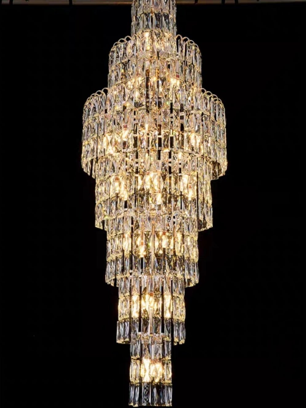 Long Crystal Staircase Chandelier Large Foyer Living Room Entryway Ceiling Light Fixture - briglamps