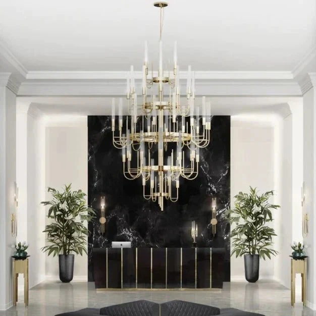 Luxury 5 - Tier Crystal Rods Luxury Gala Chandelier - briglamps