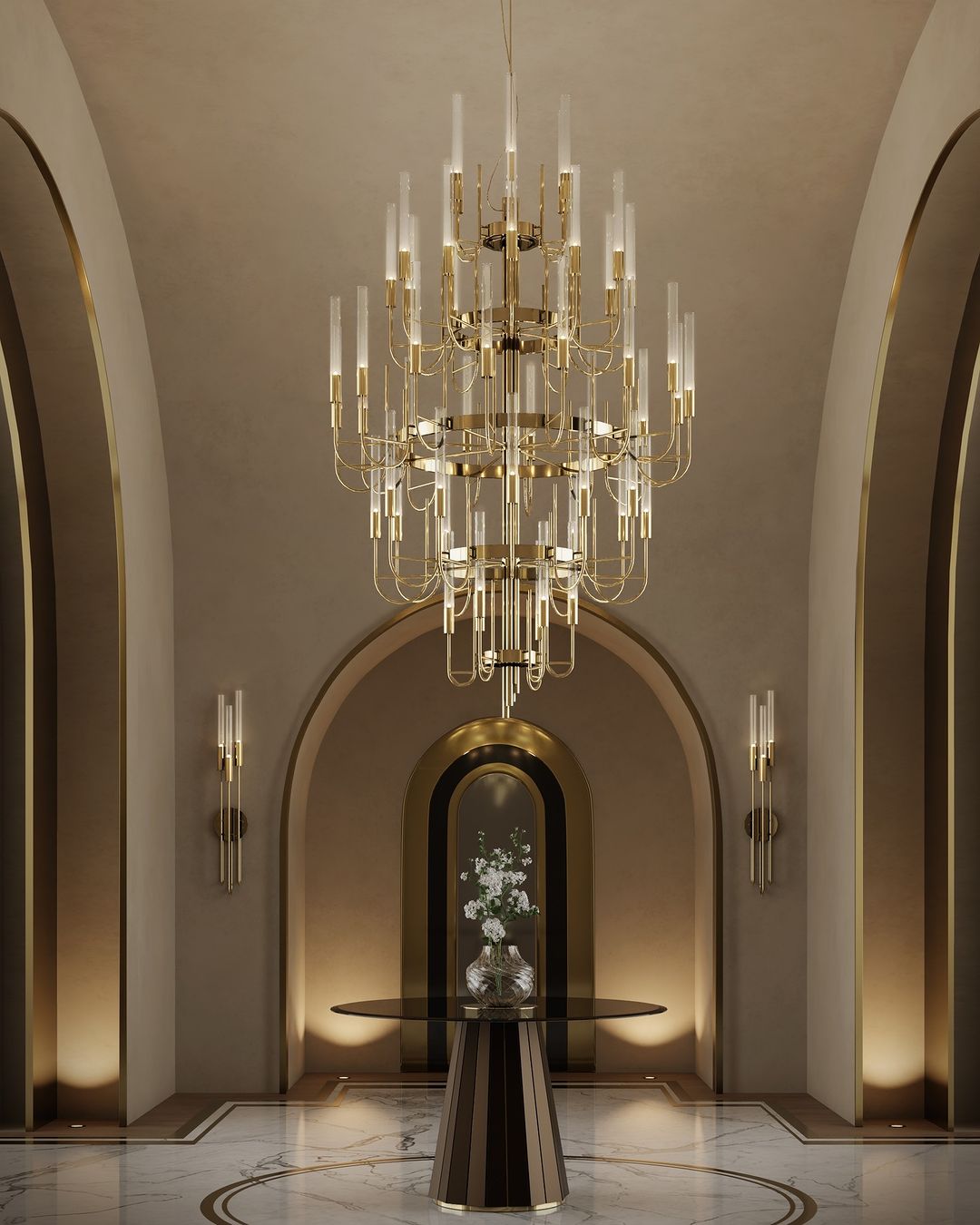 Luxury 5 - Tier Crystal Rods Luxury Gala Chandelier - briglamps