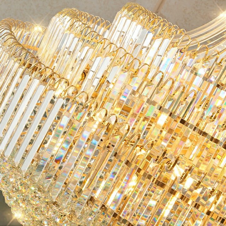 Luxury Extra Large Round Ceiling Lighting Fixture Stately Crystal Chandelier For Foyer Entryway/ Entrance - briglamps