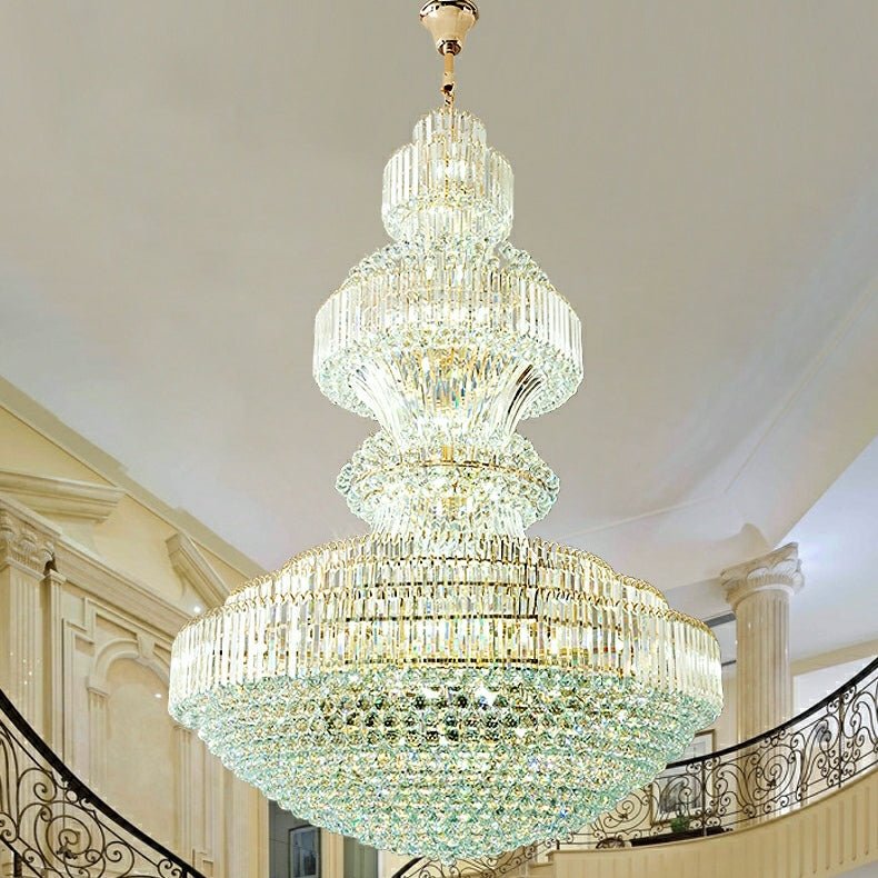 Luxury Extra Large Round Ceiling Lighting Fixture Stately Crystal Chandelier For Foyer Entryway/ Entrance - briglamps