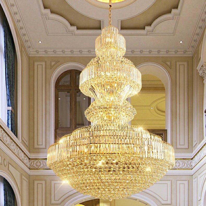 Luxury Extra Large Round Ceiling Lighting Fixture Stately Crystal Chandelier For Foyer Entryway/ Entrance - briglamps
