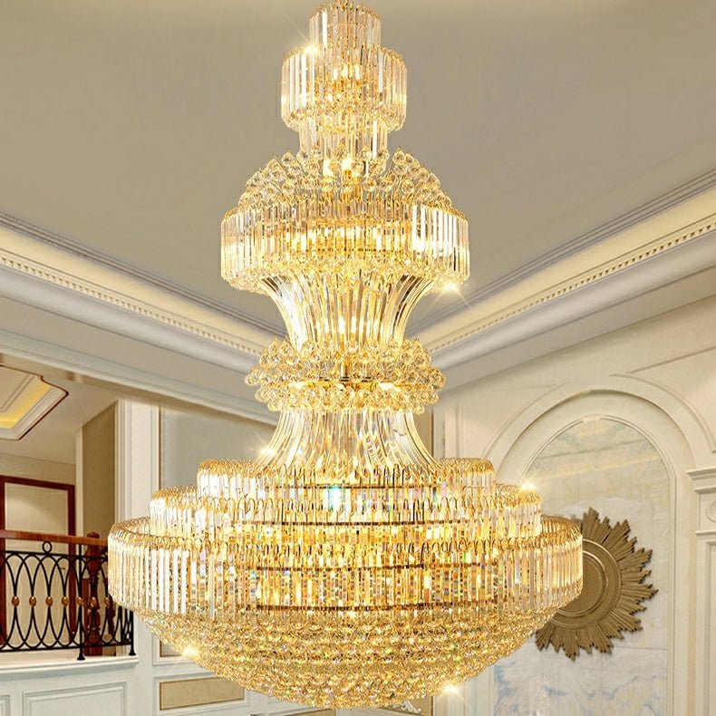 Luxury Extra Large Round Ceiling Lighting Fixture Stately Crystal Chandelier For Foyer Entryway/ Entrance - briglamps