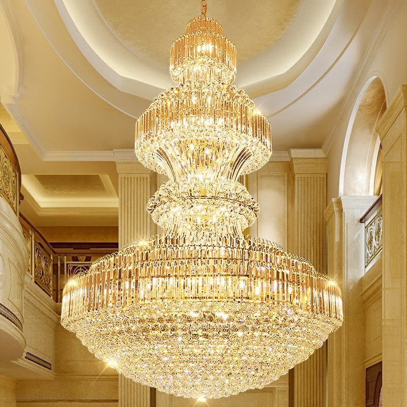 Luxury Extra Large Round Ceiling Lighting Fixture Stately Crystal Chandelier For Foyer Entryway/ Entrance - briglamps