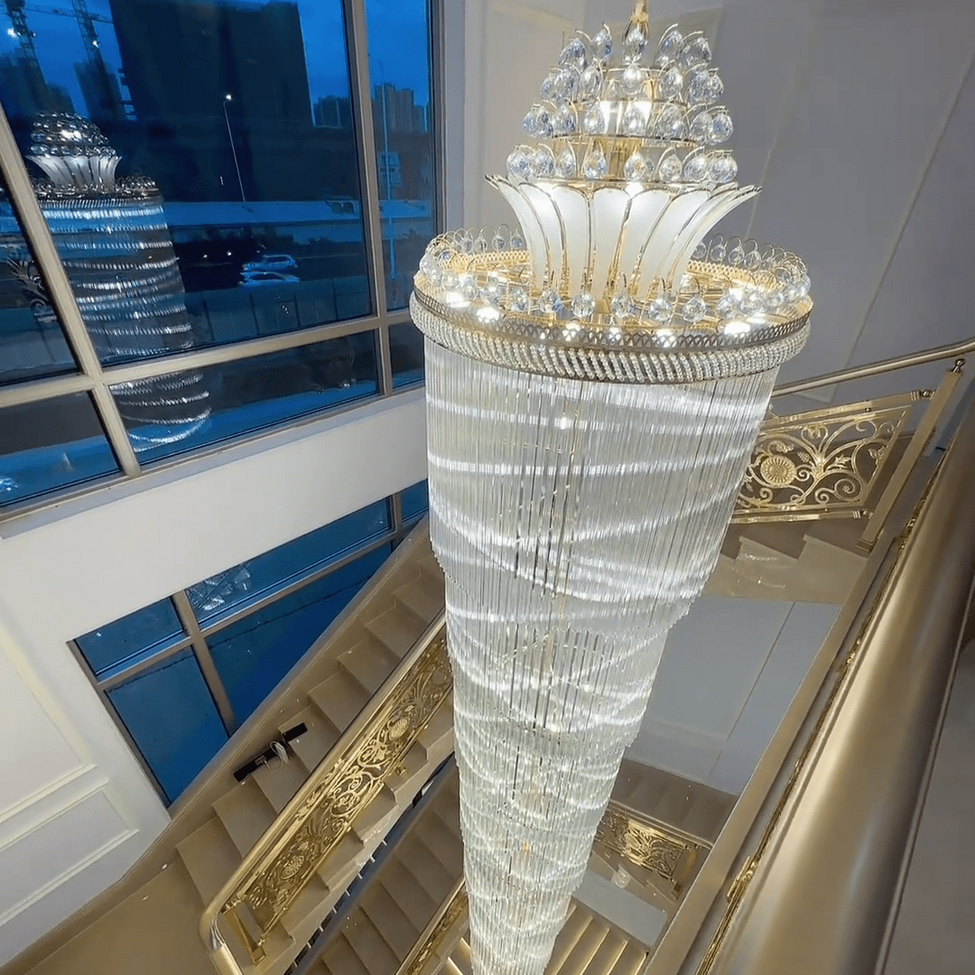 Luxury Extra Long Crystal Chandelier for Villa/Staircase/Foyer - briglamps