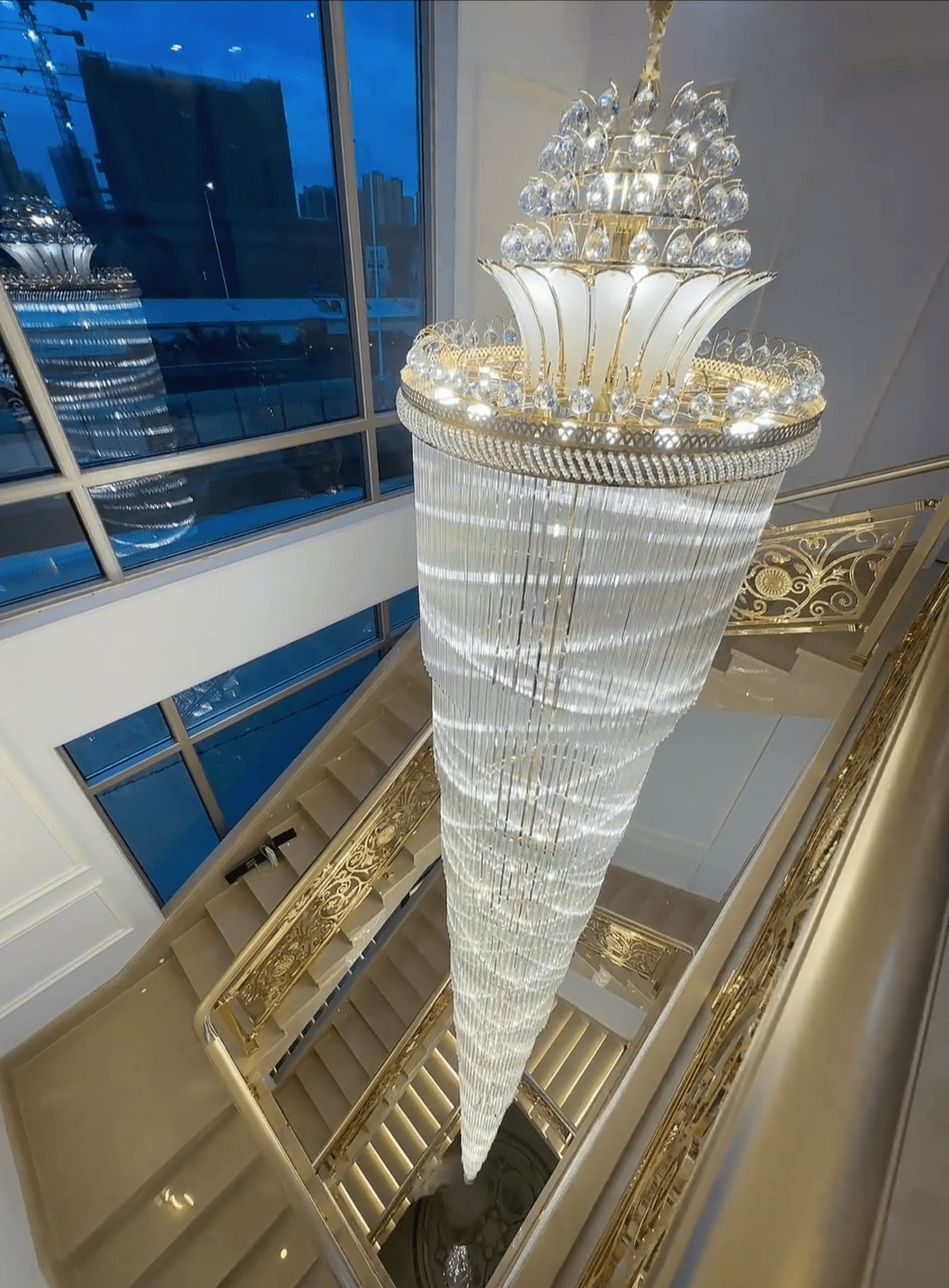 Luxury Extra Long Crystal Chandelier for Villa/Staircase/Foyer - briglamps