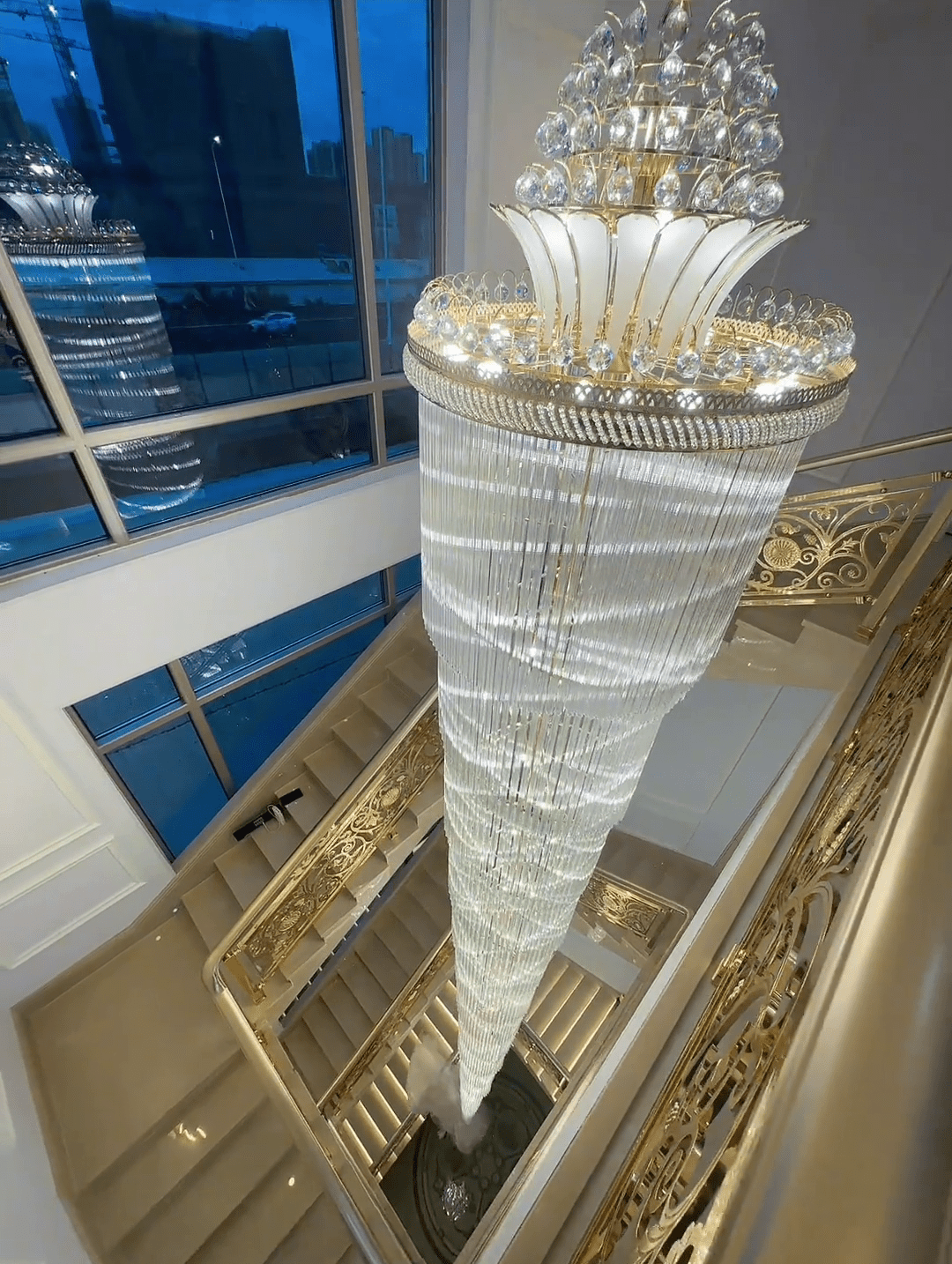 Luxury Extra Long Crystal Chandelier for Villa/Staircase/Foyer - briglamps