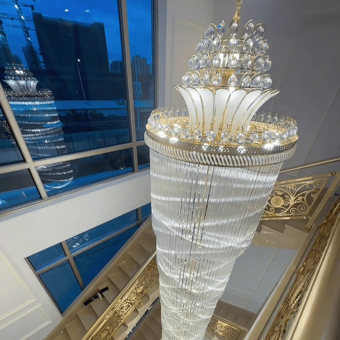 Luxury Extra Long Crystal Chandelier for Villa/Staircase/Foyer - briglamps