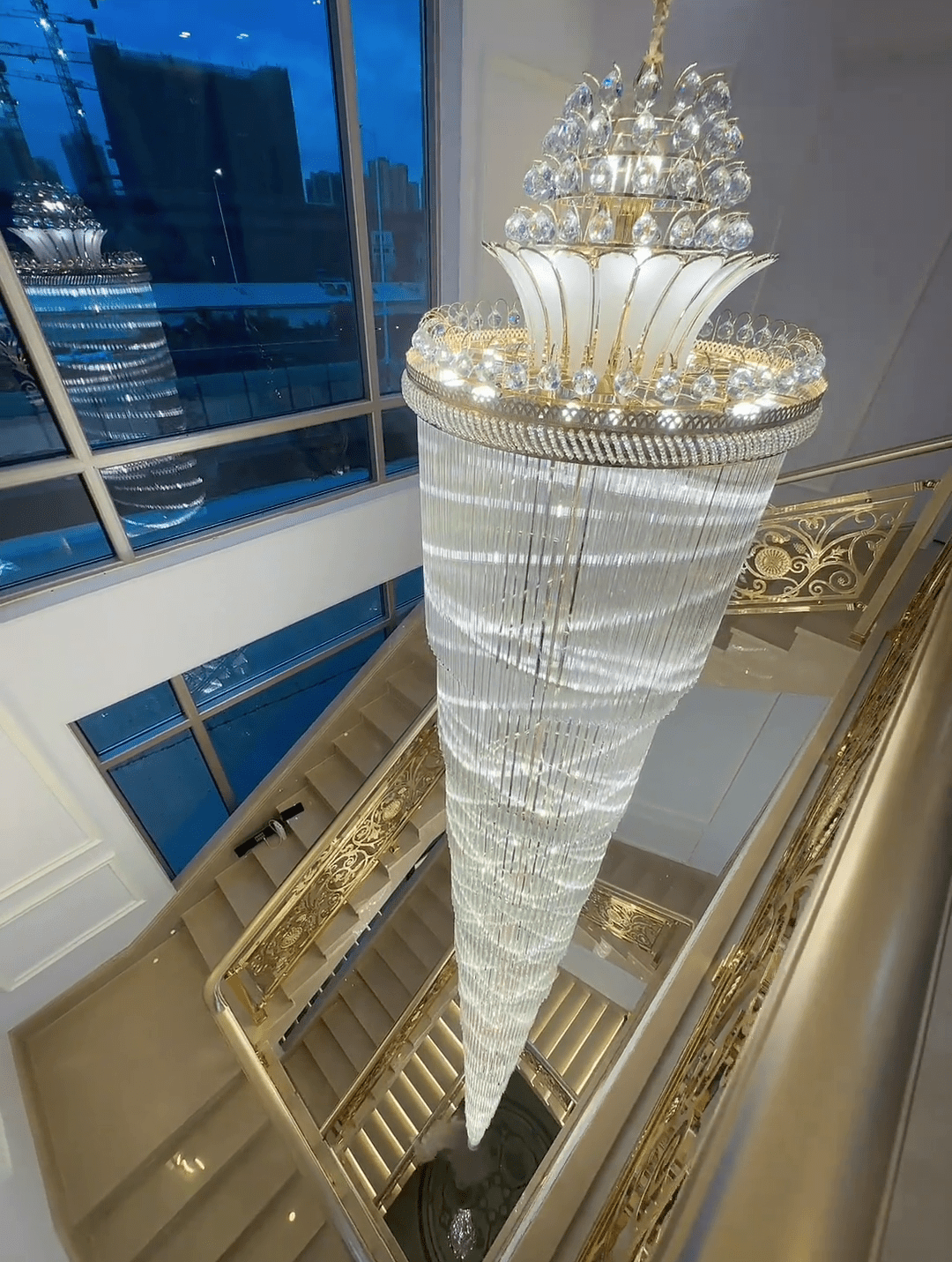 Luxury Extra Long Crystal Chandelier for Villa/Staircase/Foyer - briglamps