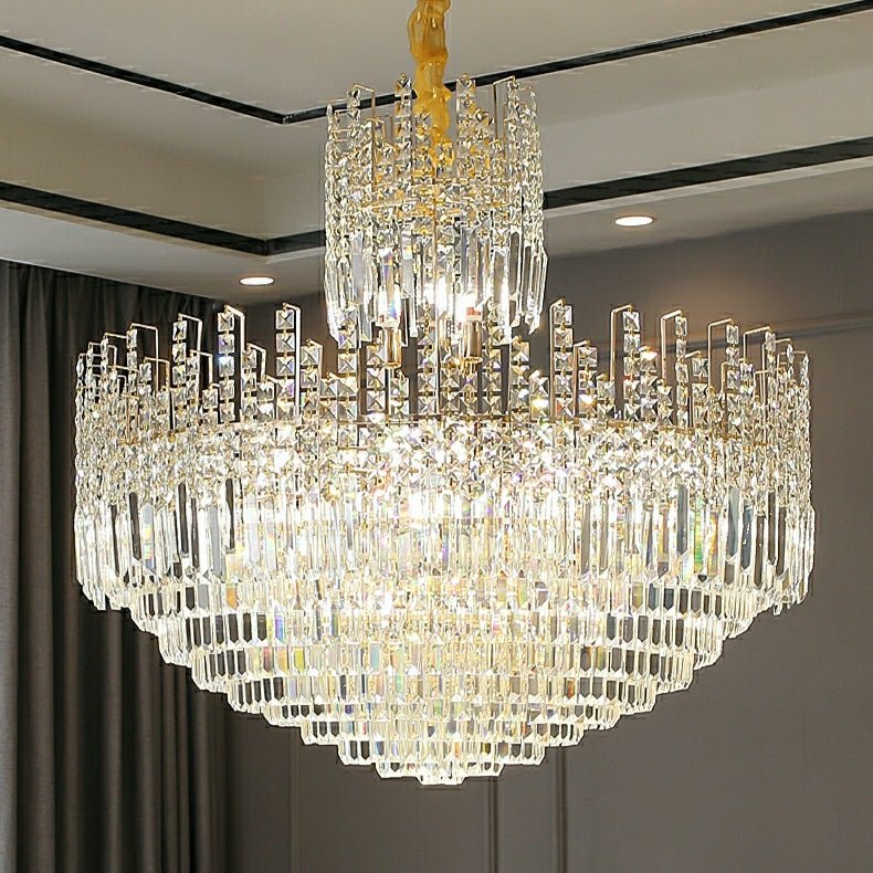 Luxury Hotel Hallway Ceiling Lighting Fixture Large Round Crystal Chandelier For Foyer Living Room Staircase - briglamps