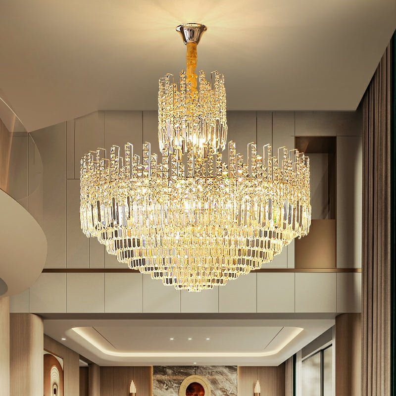 Luxury Hotel Hallway Ceiling Lighting Fixture Large Round Crystal Chandelier For Foyer Living Room Staircase - briglamps