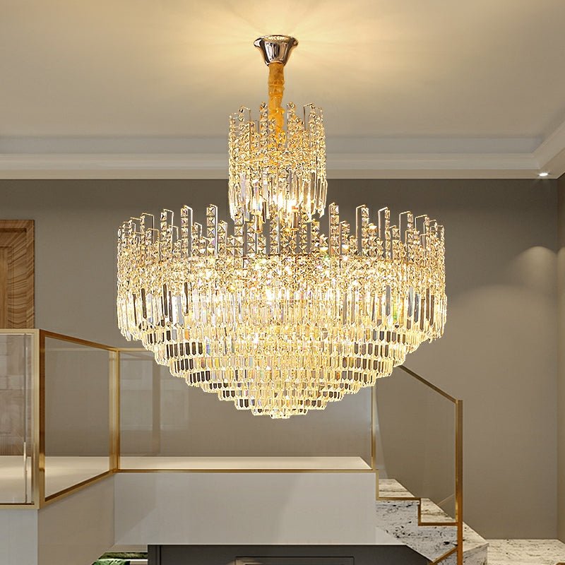 Luxury Hotel Hallway Ceiling Lighting Fixture Large Round Crystal Chandelier For Foyer Living Room Staircase - briglamps