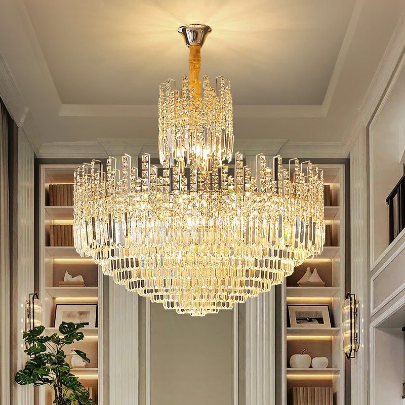 Luxury Hotel Hallway Ceiling Lighting Fixture Large Round Crystal Chandelier For Foyer Living Room Staircase - briglamps