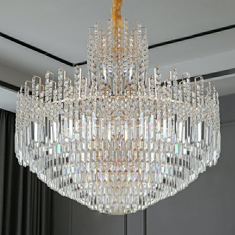 Luxury Hotel Hallway Ceiling Lighting Fixture Large Round Crystal Chandelier For Foyer Living Room Staircase - briglamps
