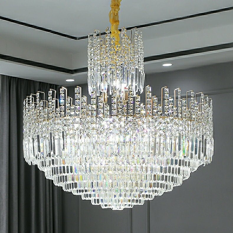 Luxury Hotel Hallway Ceiling Lighting Fixture Large Round Crystal Chandelier For Foyer Living Room Staircase - briglamps