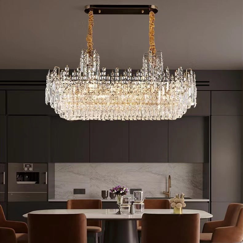 Luxury Hotel Hallway Ceiling Lighting Fixture Large Round Crystal Chandelier For Foyer Living Room Staircase - briglamps