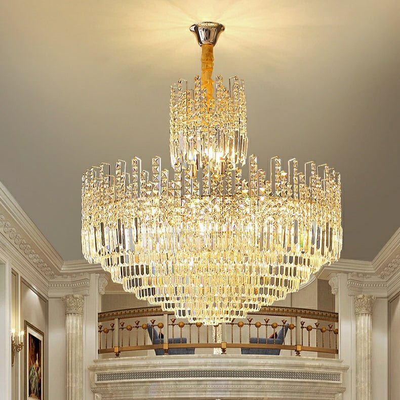 Luxury Hotel Hallway Ceiling Lighting Fixture Large Round Crystal Chandelier For Foyer Living Room Staircase - briglamps