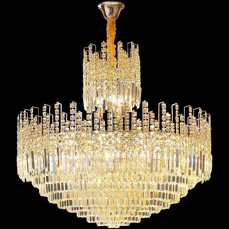 Luxury Hotel Hallway Ceiling Lighting Fixture Large Round Crystal Chandelier For Foyer Living Room Staircase - briglamps