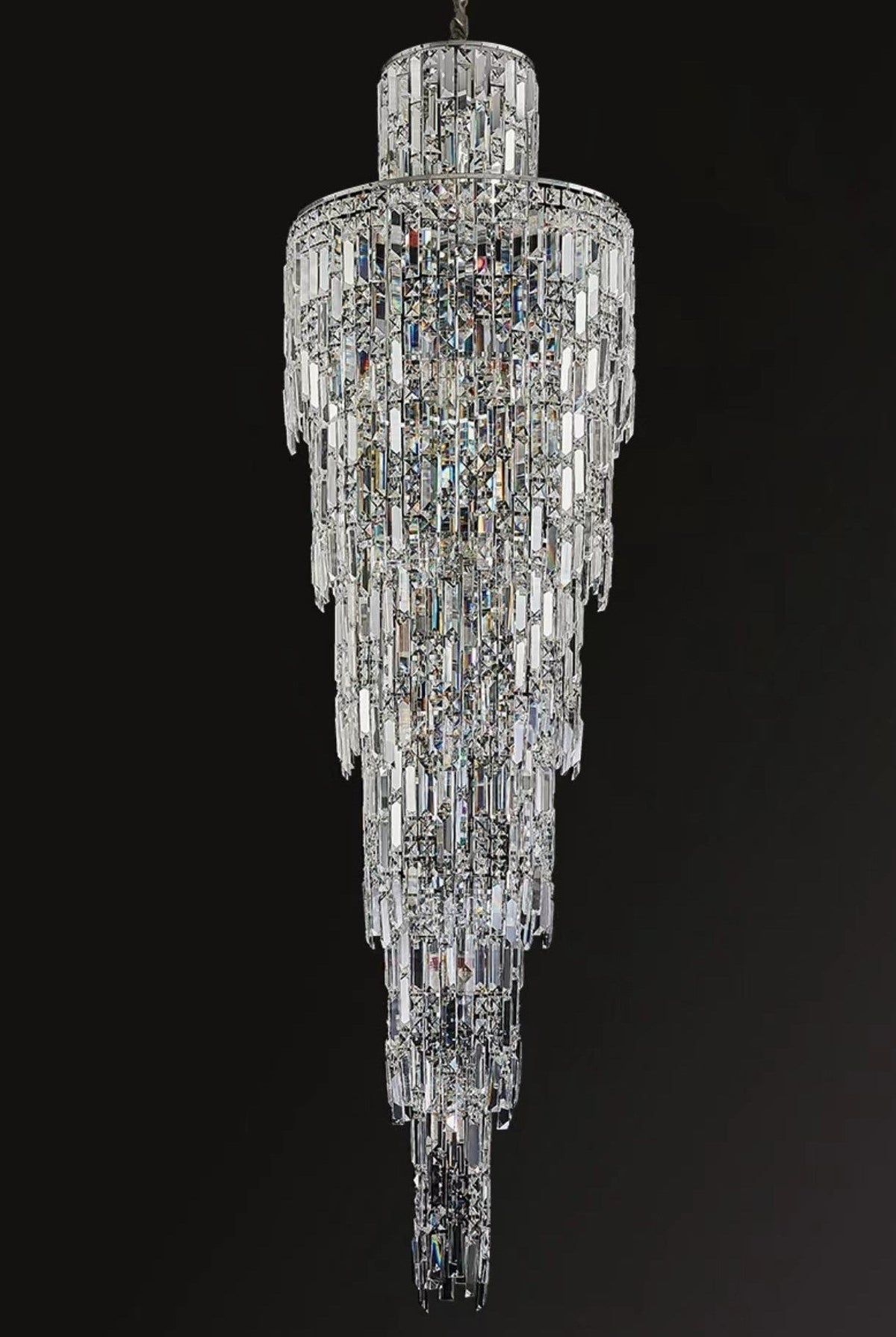 Luxury Large Crystal Chandelier For Hight Ceiling Living Room Long Staircase Light Fixture - briglamps