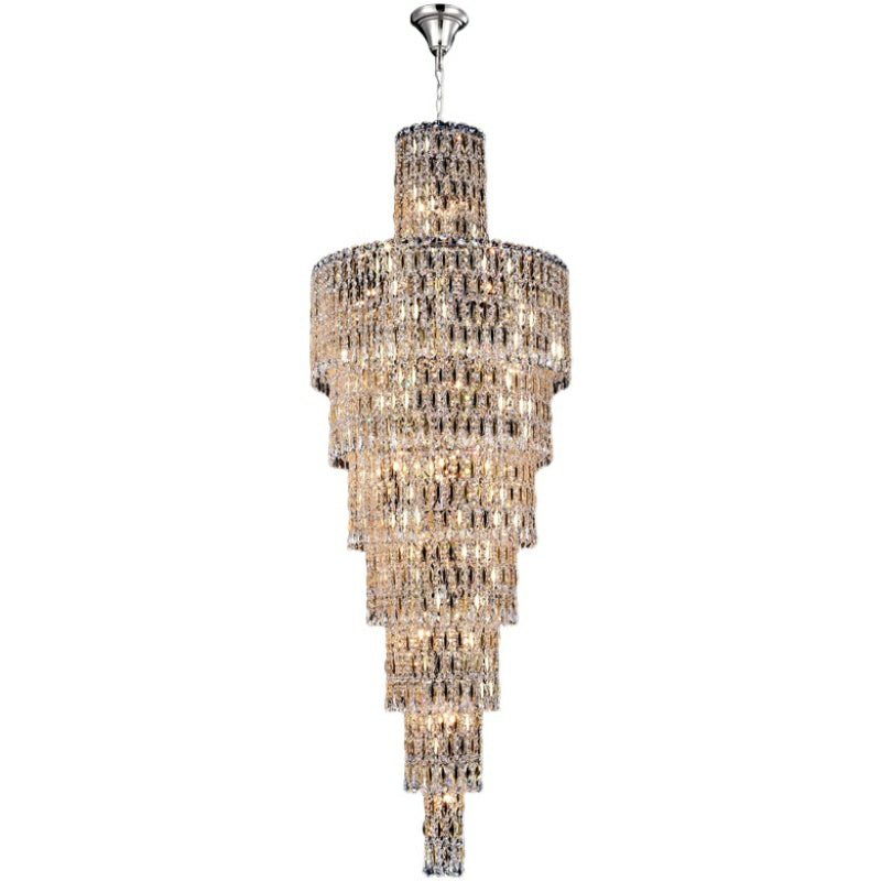 Luxury Large Crystal Chandelier For Hight Ceiling Living Room Long Staircase Light Fixture - briglamps