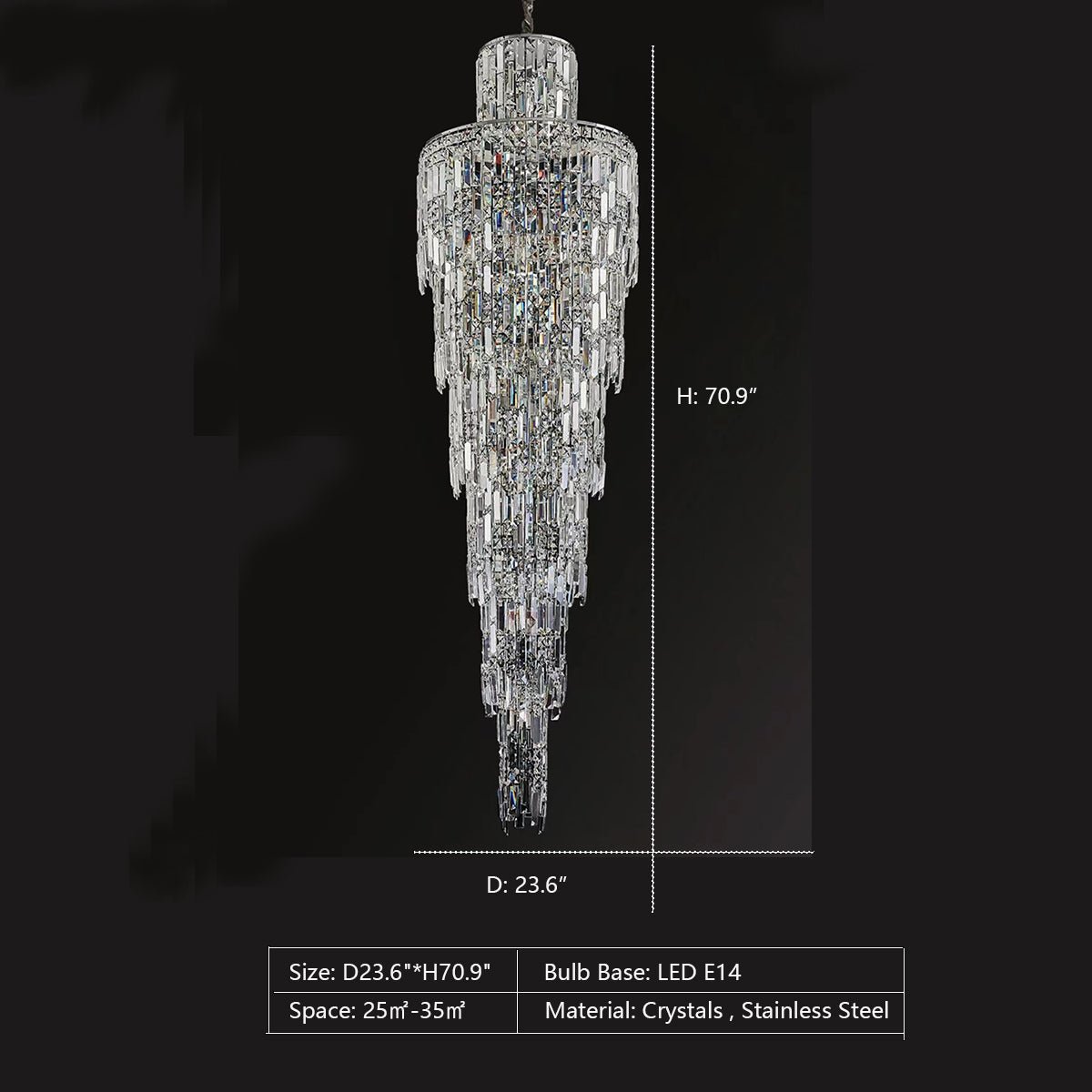 Luxury Large Crystal Chandelier For Hight Ceiling Living Room Long Staircase Light Fixture - briglamps