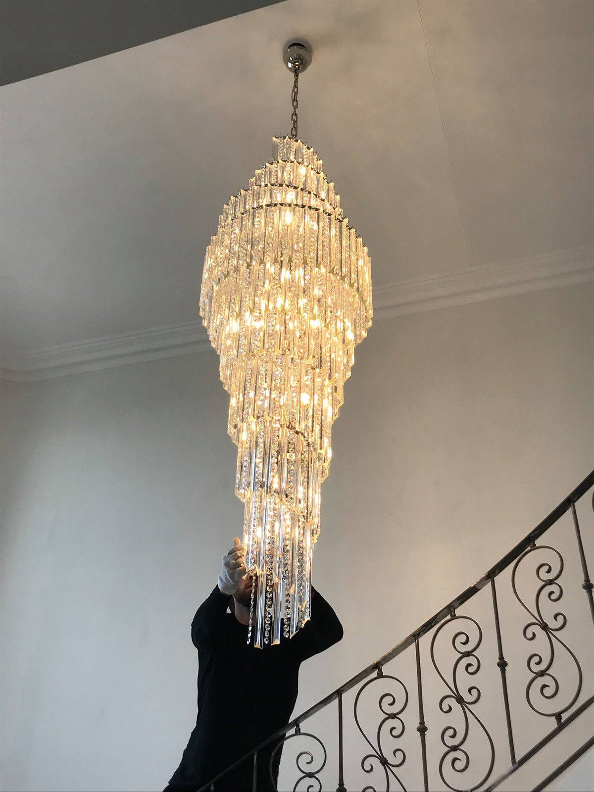 Luxury Spiral Crystal Chandelier for High - ceiling/Foyer/Staircase - D21.6"*H86.6"/60.4kgWarm Lightbriglamps