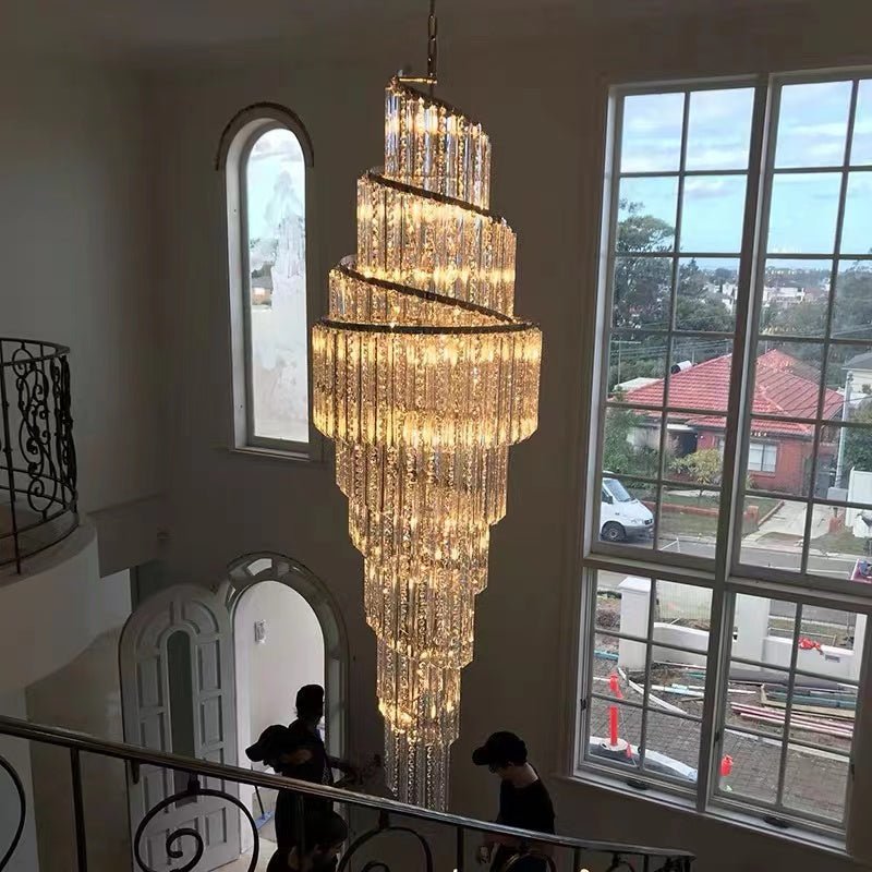 Luxury Spiral Crystal Chandelier for High - ceiling/Foyer/Staircase - D21.6"*H86.6"/60.4kgWarm Lightbriglamps