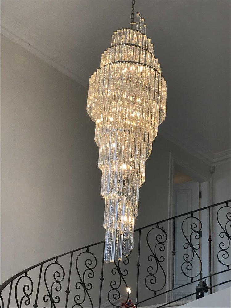 Luxury Spiral Crystal Chandelier for High - ceiling/Foyer/Staircase - D21.6"*H86.6"/60.4kgWarm Lightbriglamps