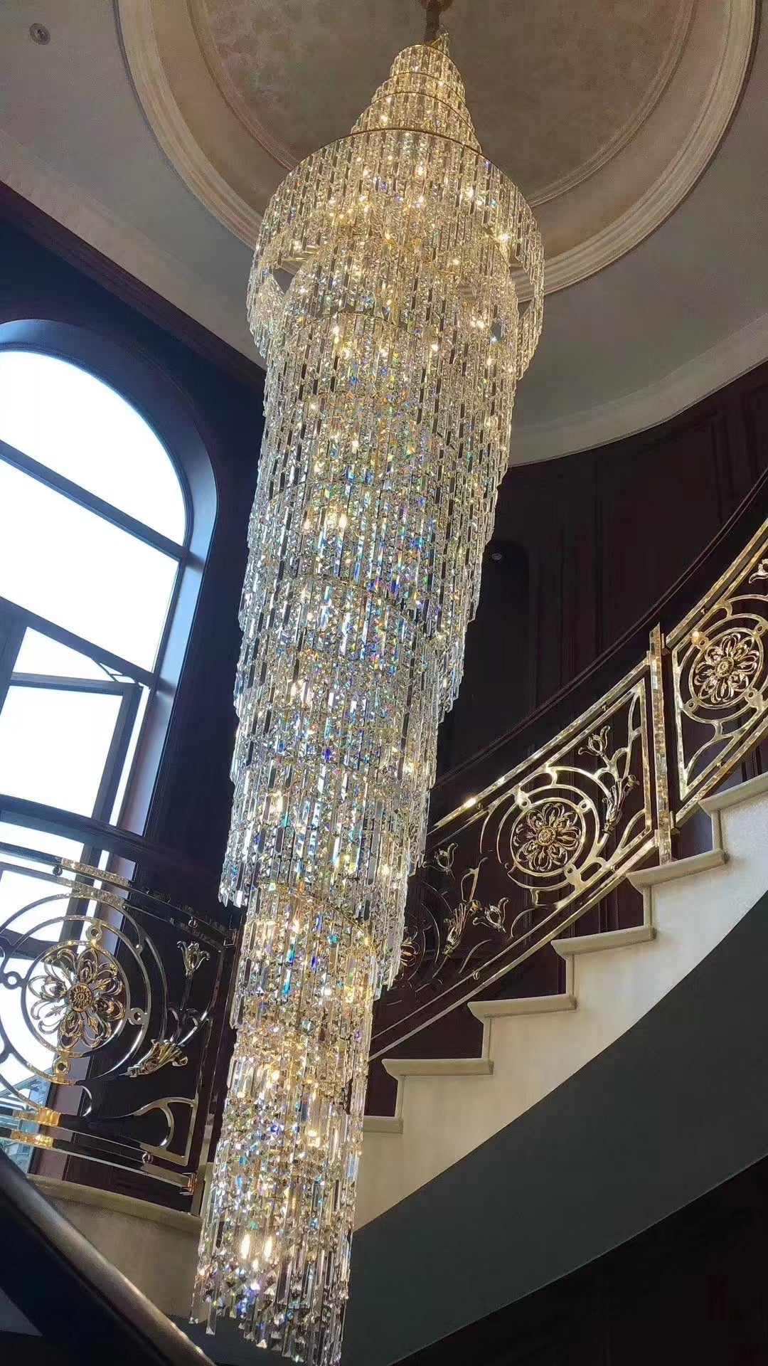 Luxury Spiral Crystal Chandelier for High - ceiling/Foyer/Staircase - D31.5"*H126"/110kgWarm Lightbriglamps