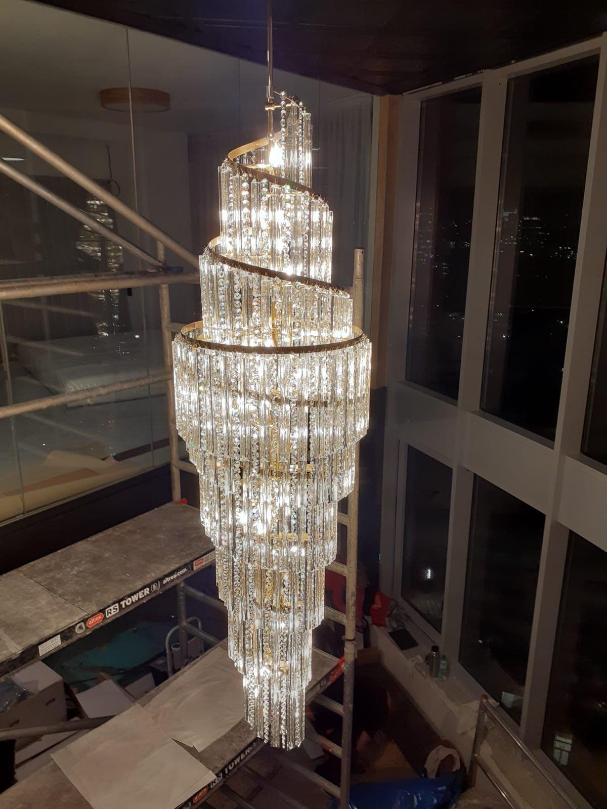 Luxury Spiral Crystal Chandelier for High-ceiling/Foyer/Staircase - Brig Lighting