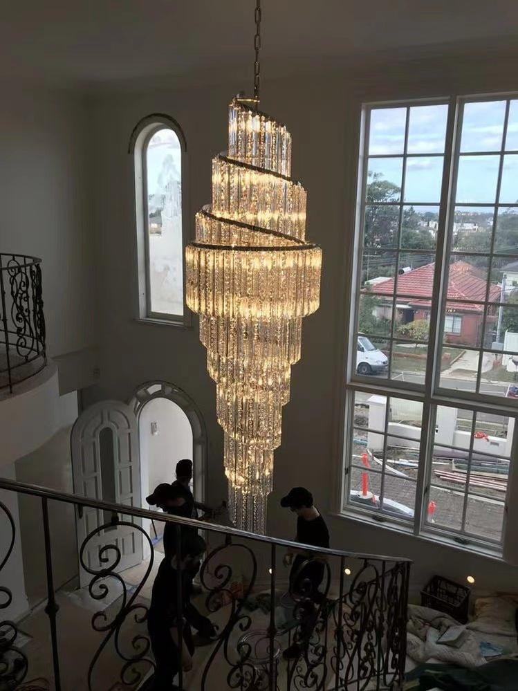 Luxury Spiral Crystal Chandelier for High-ceiling/Foyer/Staircase - Brig Lighting