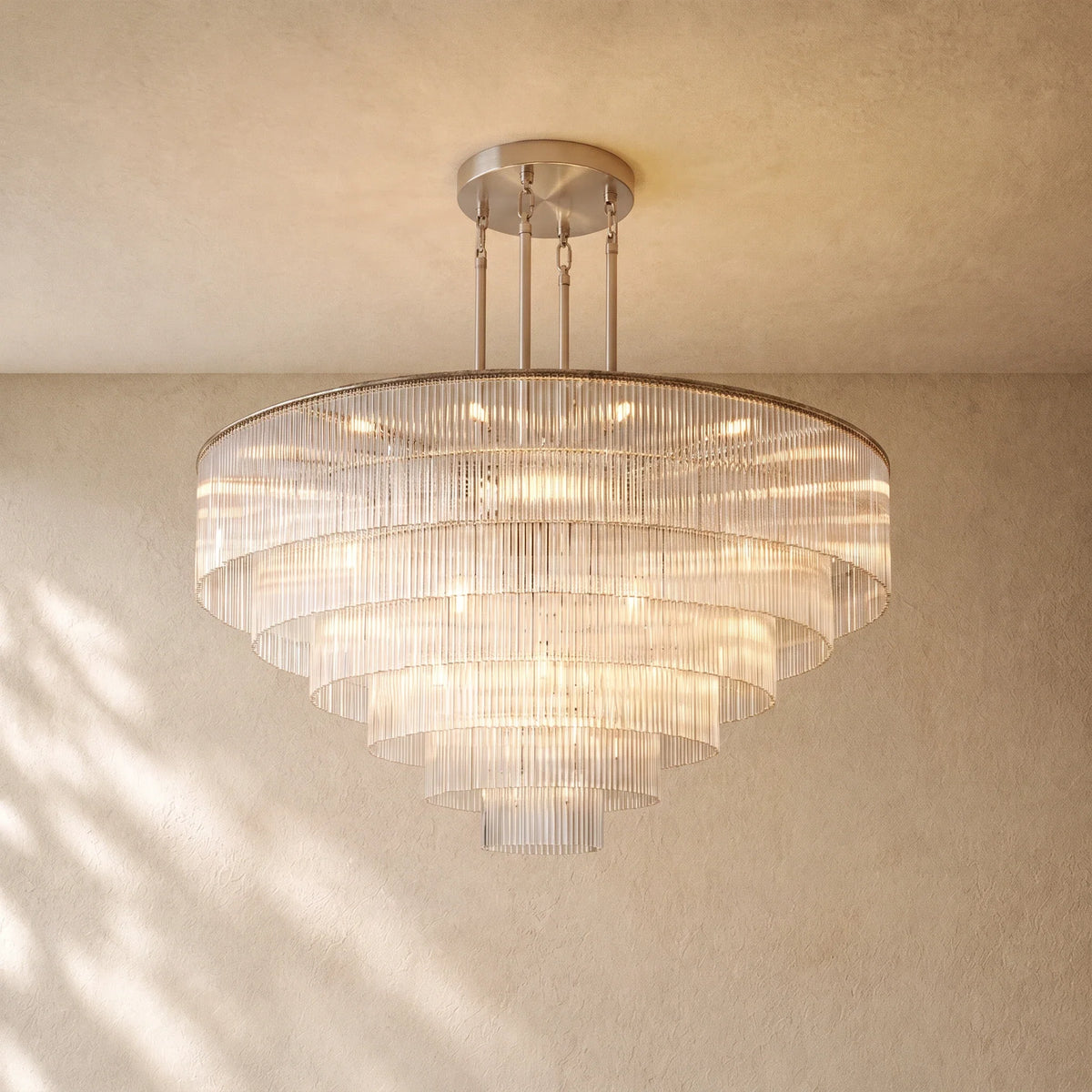 Amad  Round Glass Rod Chandelier