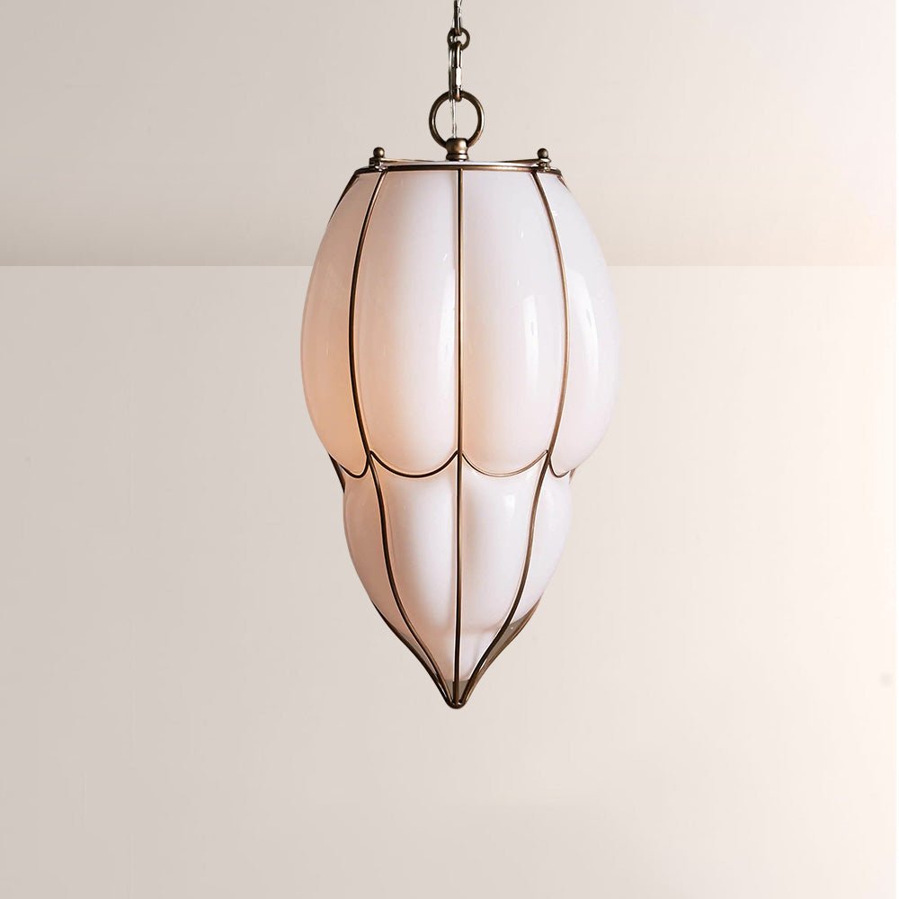 Mara Caged Opal Glass & Brass Large Pendant - briglamps