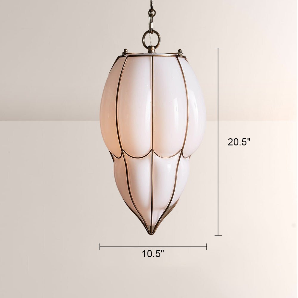 Mara Caged Opal Glass & Brass Large Pendant - briglamps