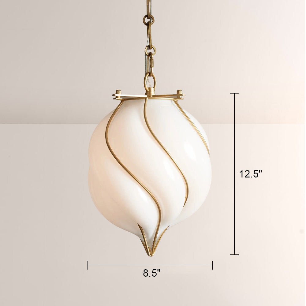 Mara Caged Opal Glass & Brass Small Pendant - briglamps