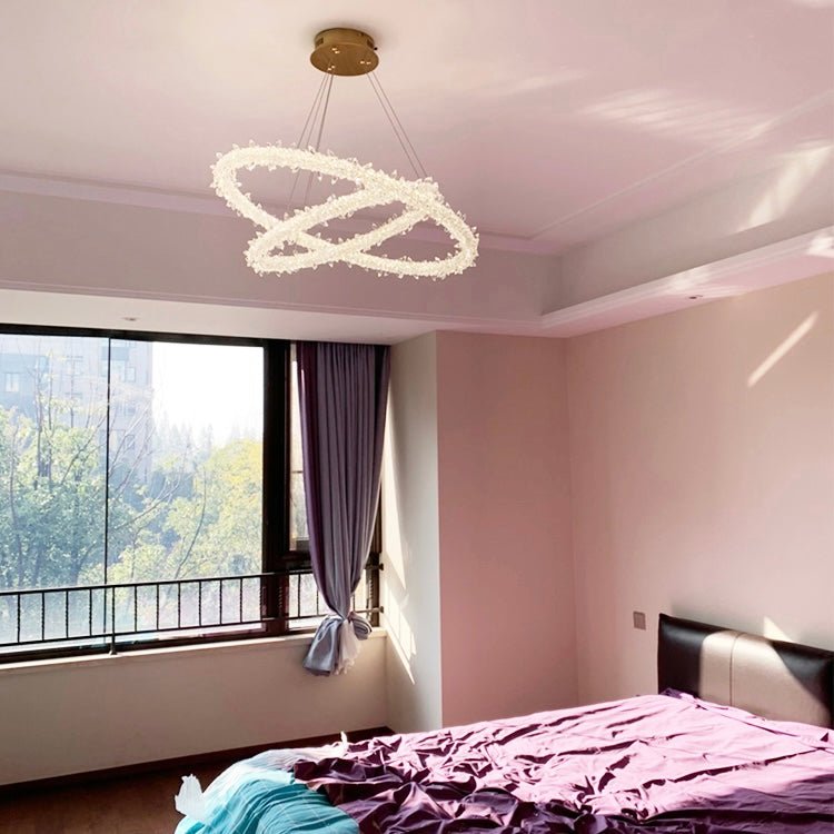 Modern 3 - Ring Halo Crystal Chandelier for Living Room/Bedroom - 1 Ring/D19.7"*H118.1"Warm Lightbriglamps