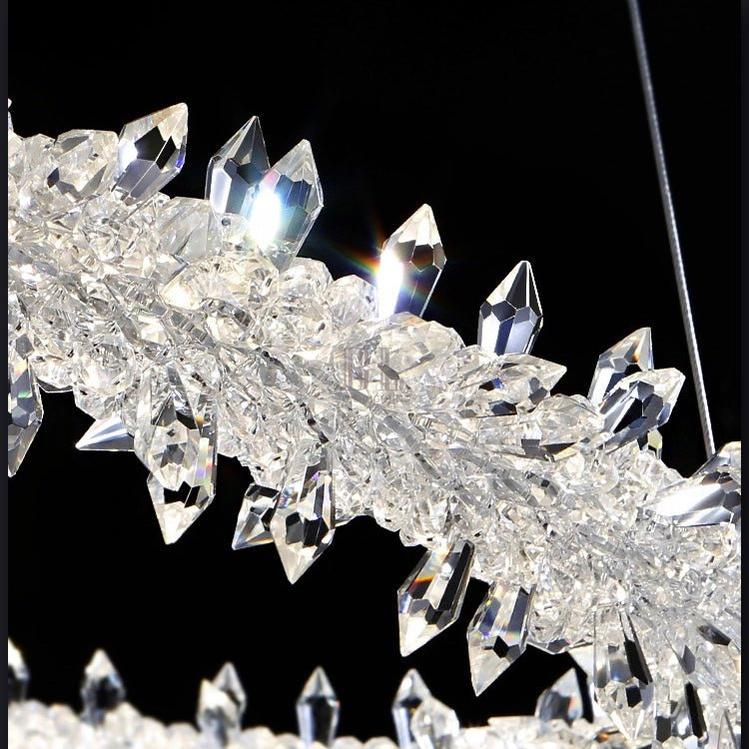 Modern 3 - Ring Halo Crystal Chandelier for Living Room/Bedroom - 1 Ring/D19.7"*H118.1"Warm Lightbriglamps