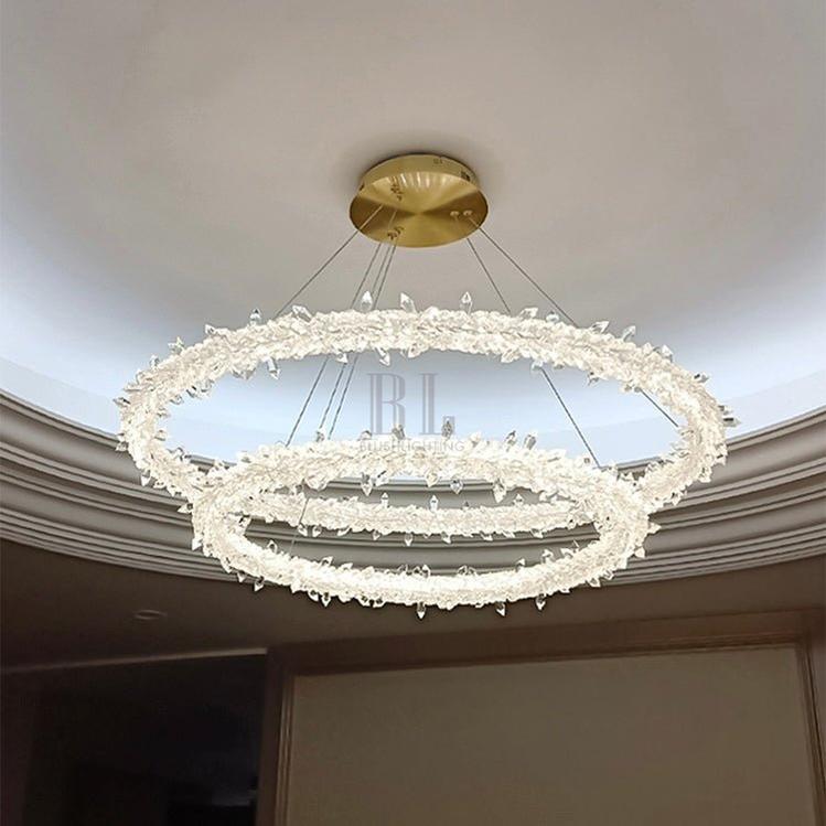 Modern 3 - Ring Halo Crystal Chandelier for Living Room/Bedroom - 1 Ring/D19.7"*H118.1"Warm Lightbriglamps