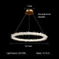 Modern 3 - Ring Halo Crystal Chandelier for Living Room/Bedroom - 1 Ring/D19.7"*H118.1"Warm Lightbriglamps