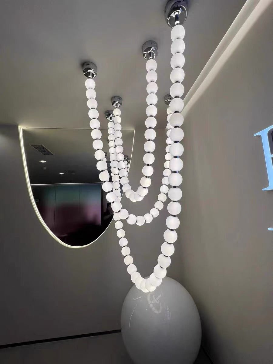 Modern Creative Pearl Necklace Acrylic Chandelier - Brig Lighting