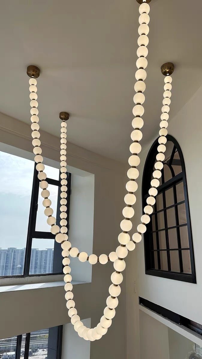 Modern Creative Pearl Necklace Acrylic Chandelier - Brig Lighting