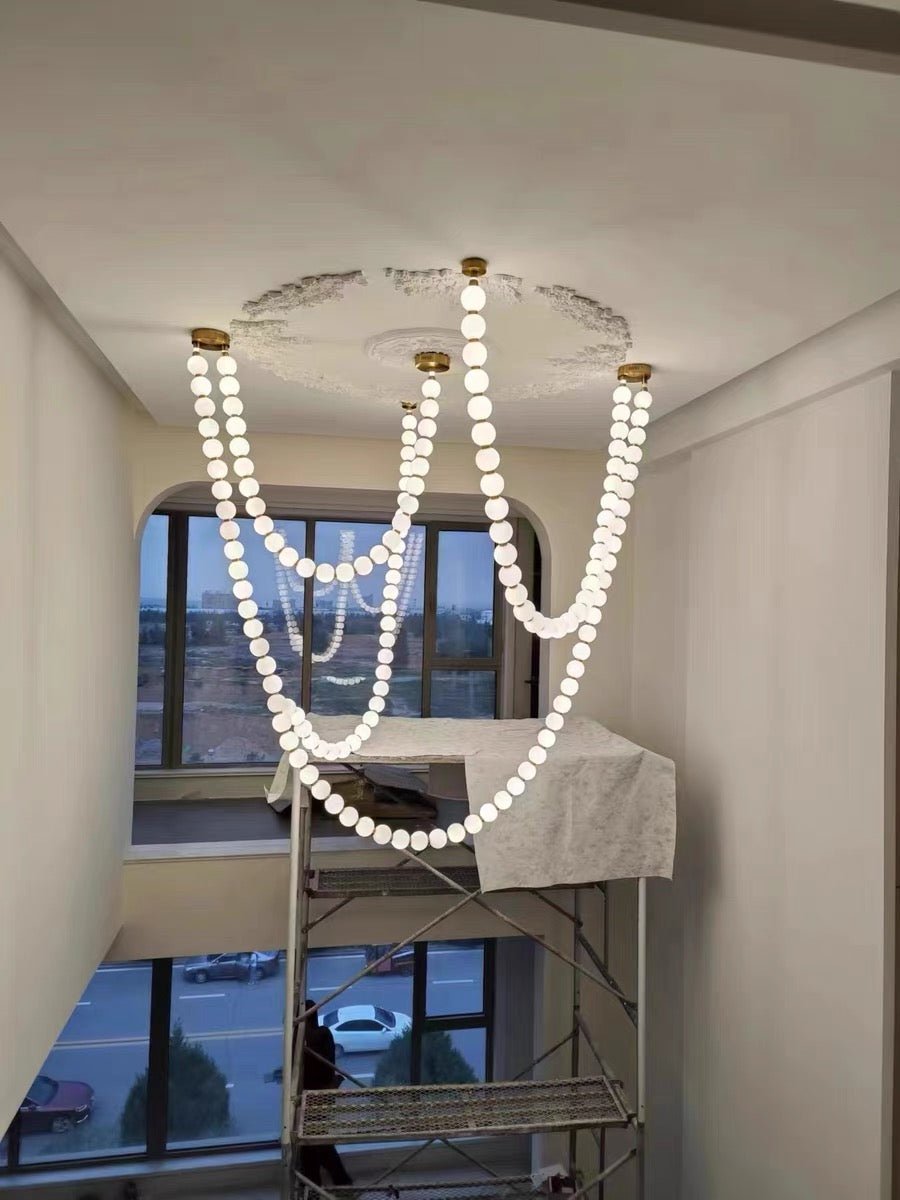 Modern Creative Pearl Necklace Acrylic Chandelier - Brig Lighting