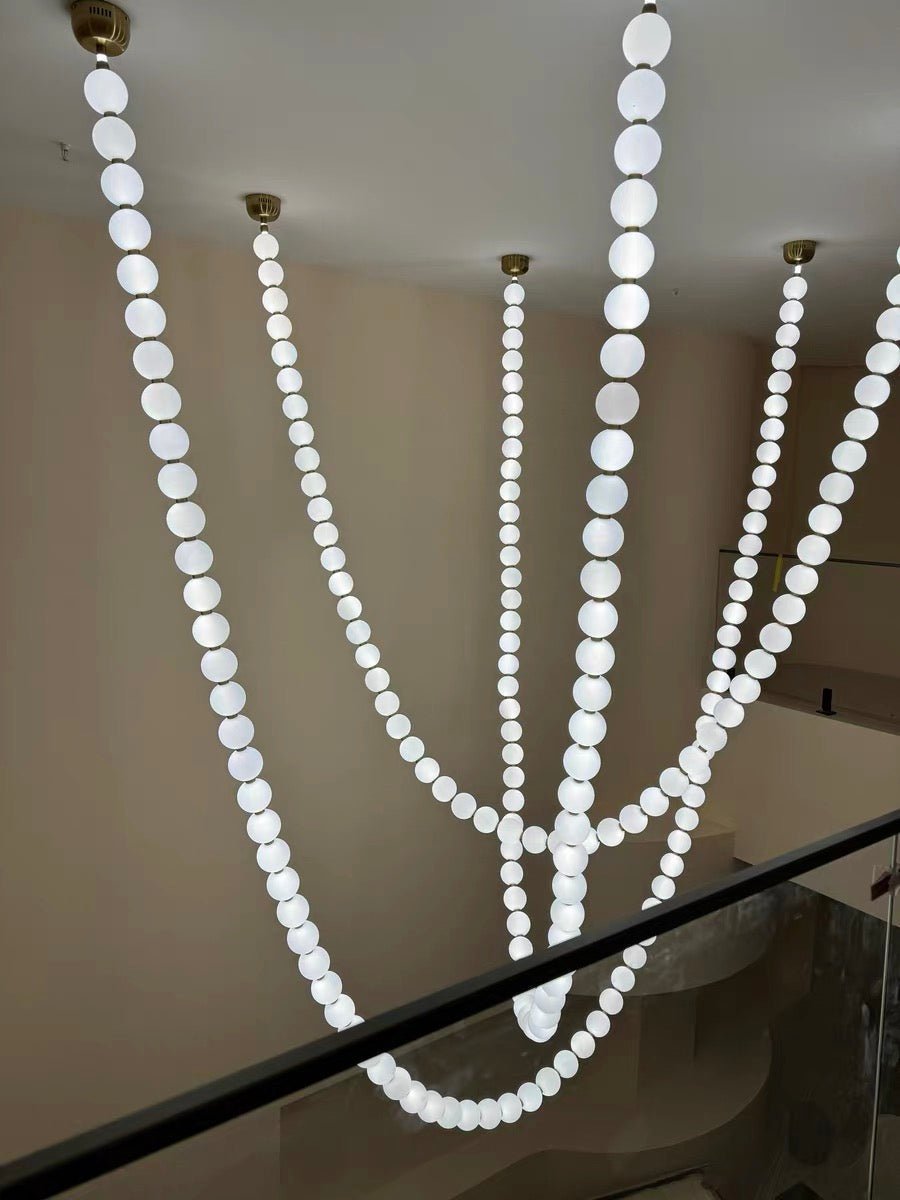 Modern Creative Pearl Necklace Acrylic Chandelier - Brig Lighting