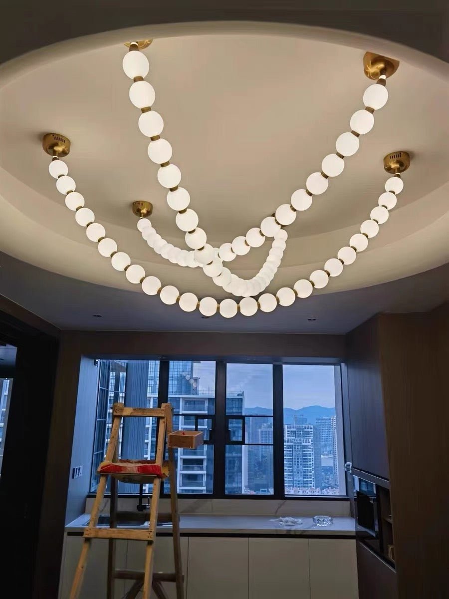 Modern Creative Pearl Necklace Acrylic Chandelier - Brig Lighting