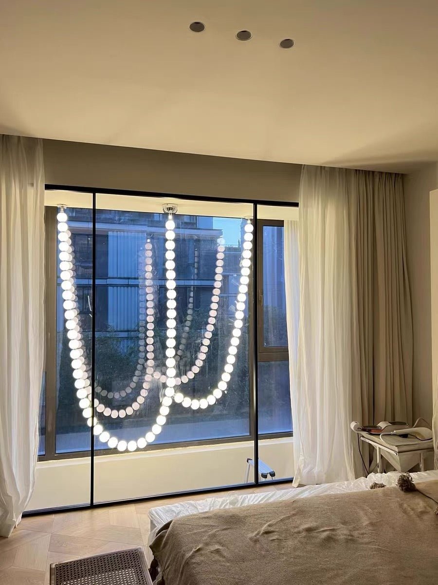 Modern Creative Pearl Necklace Acrylic Chandelier - Brig Lighting