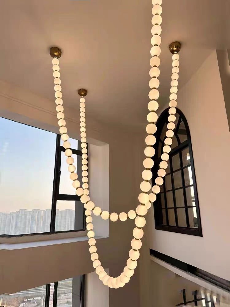 Modern Creative Pearl Necklace Acrylic Chandelier - Brig Lighting