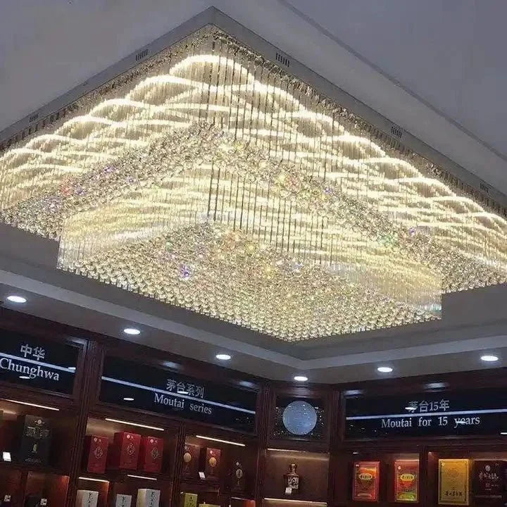 Modern Extra 2/3 Tiered Flush Mount Crystal Chandelier for Large Area - Brig Lighting